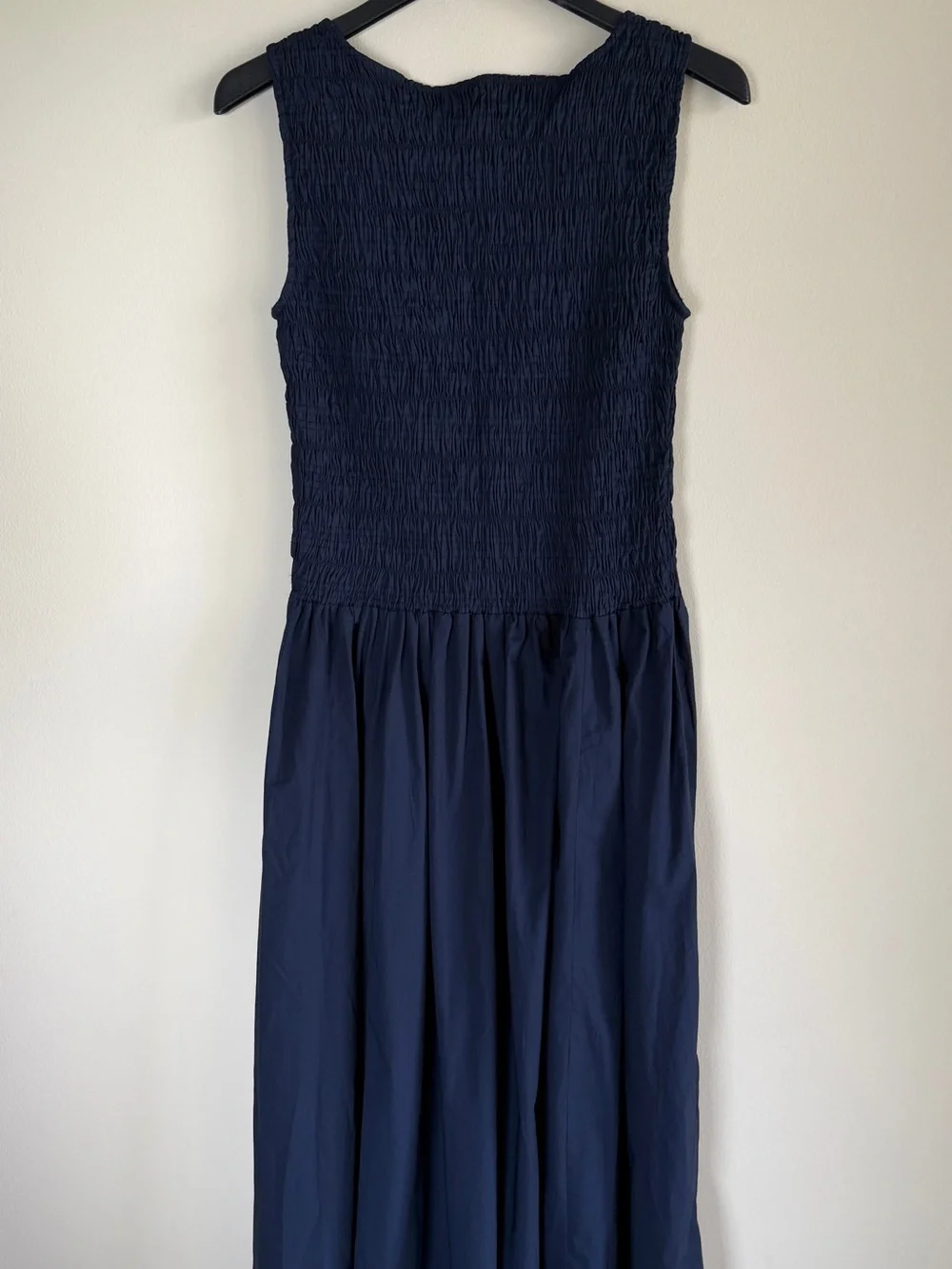 J.Crew Lina Smocked Midi Dress Navy Cotton Sleeveless NWT Size Small